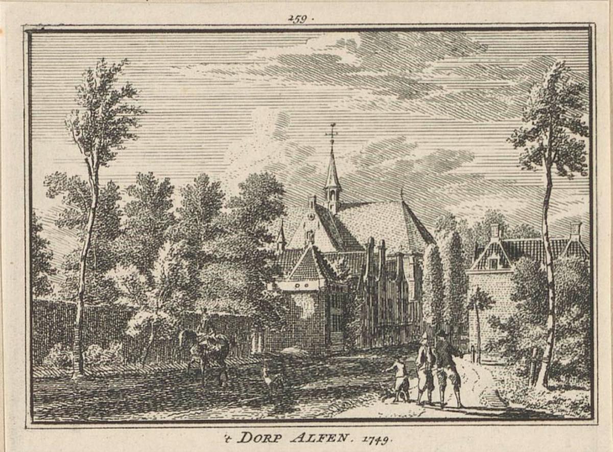 Vue d'Alphen aan den Rijn, gravure de 1749 — Rijksmuseum