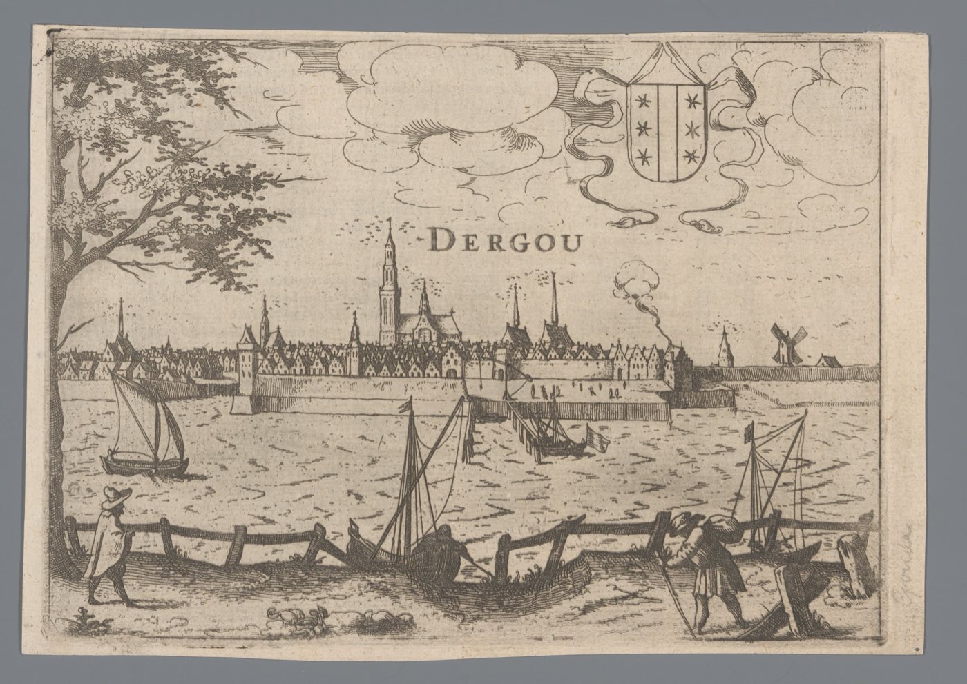 Vue de Gouda depuis la rive de la Gouwe ou de l'IJssel hollandais — Rijksmuseum