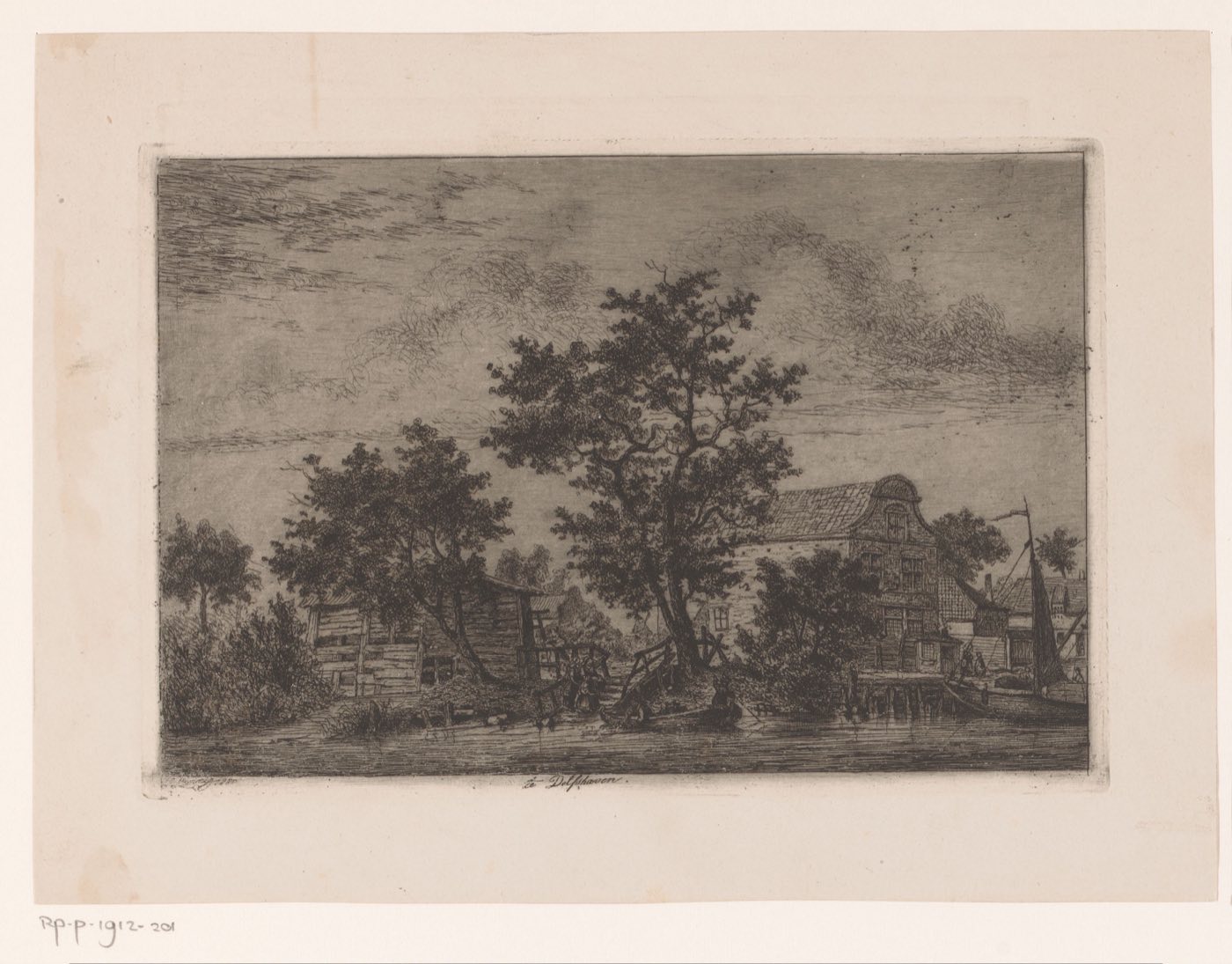 View of Delfshaven from the water, print from 1912 — Rijksmuseum