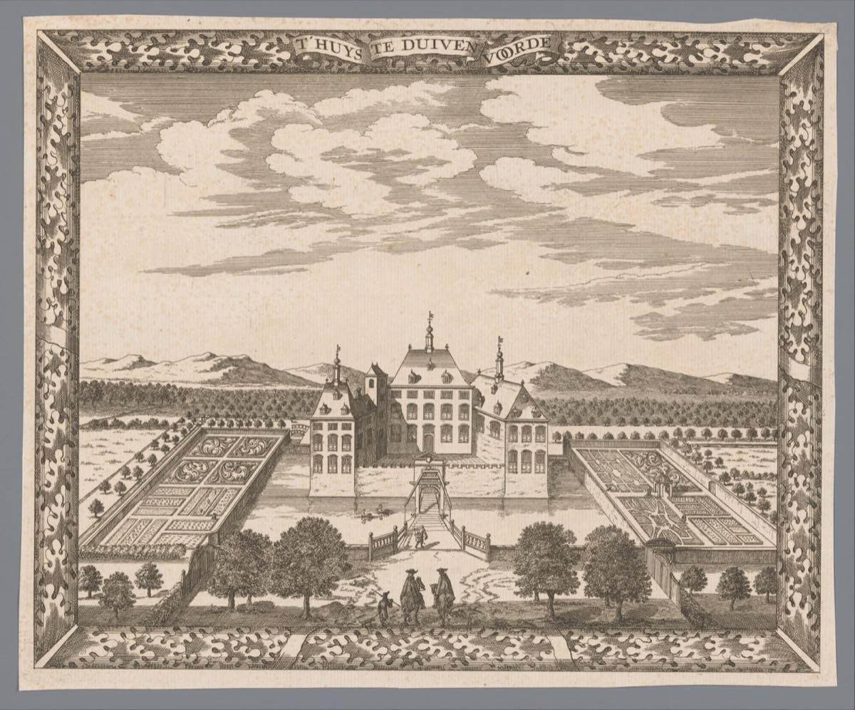 Château de Duivenvoorde à Voorschoten, eau-forte de Cornelis Elandts, fin du dix-septième siècle — Rijksmuseum
